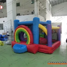 Радужный надувной батут с горкой для детей семейные вечерние