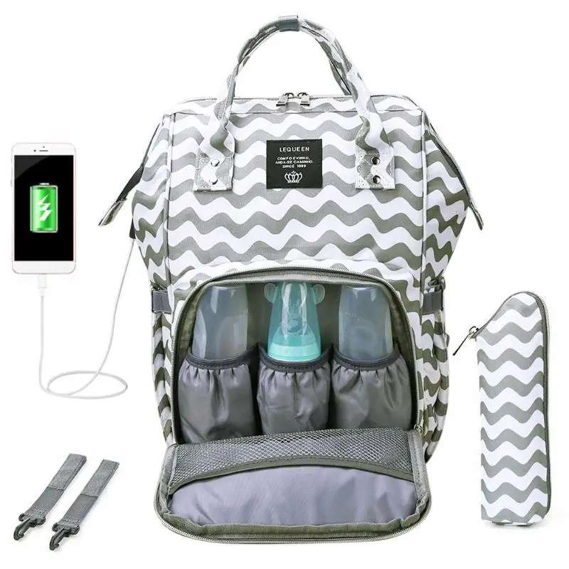 Для мамочек для ухода за ребенком водонепроницаемая сумка для подгузников сумочка USB большой Ёмкость путешествие в мумию рюкзаки для ухода за ребенком пеленки сумка
