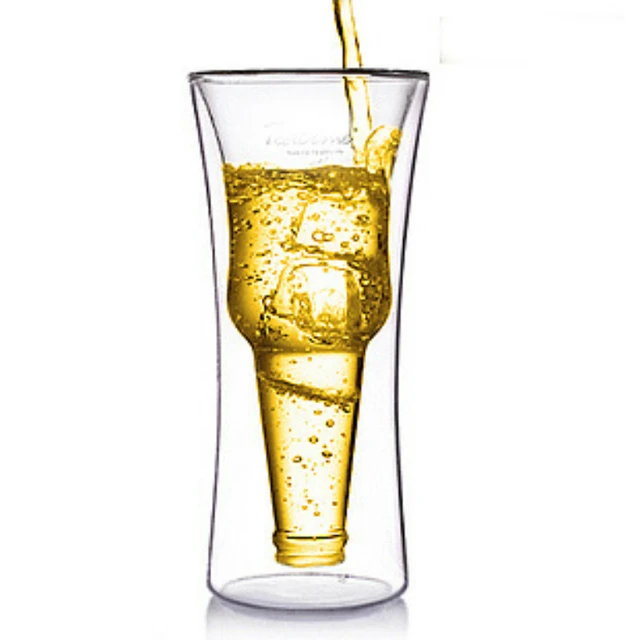 350ml flip beer mug creative double glass personalized beer mug bar