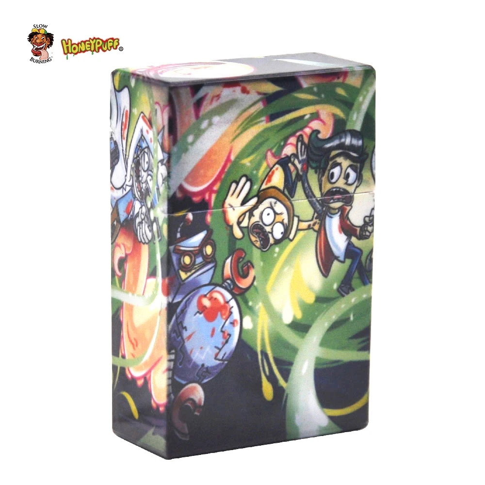 

HONEYPUFF Full Coverage Rick And Morty Normal Plastic Cigarette Case Cover For Regular Cigarettes Cigarette Box Tobacco Box Case