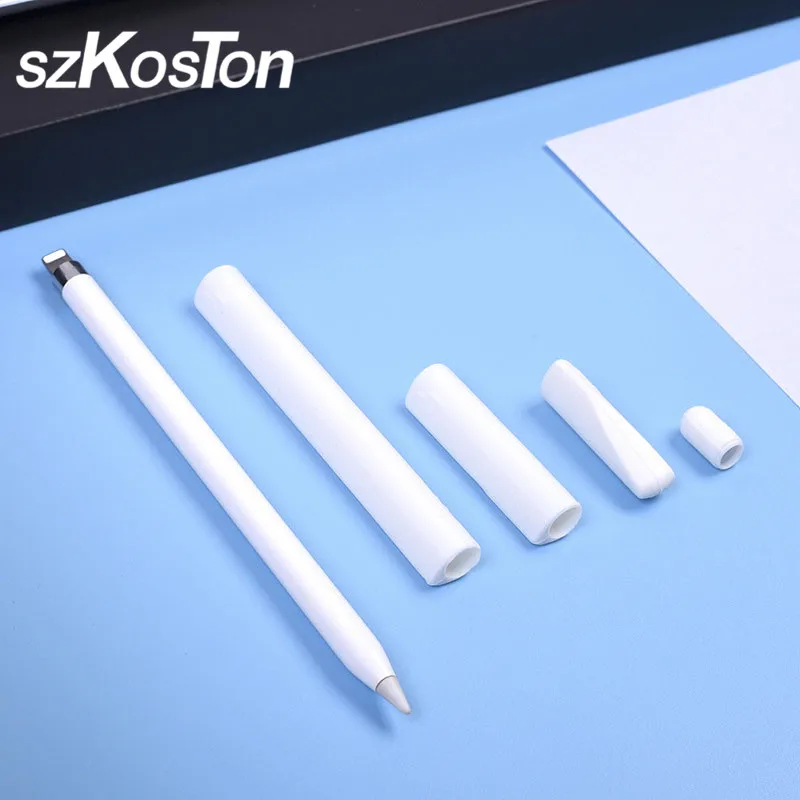 

4 in 1 Non-Slip Silicone Cover Case For Apple Pencil Soft Sleeve Protector Wrap Kit For iPad Pro Pencil Stylus Pen Accessory