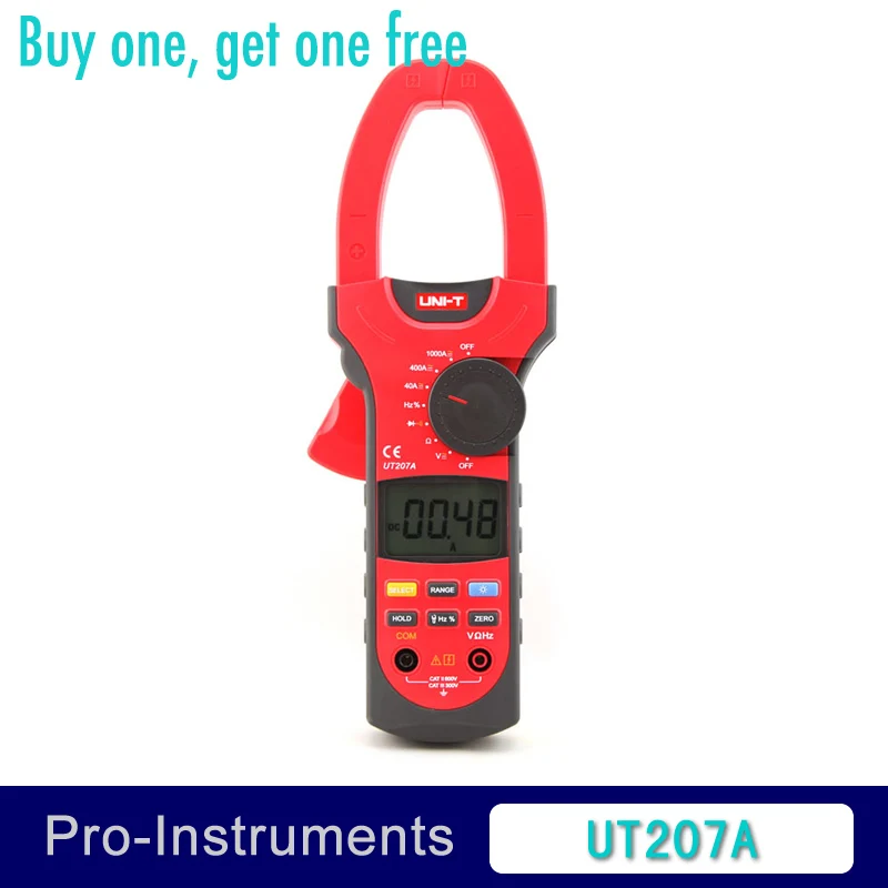

UNI-T UT207A Digital Clamp on Meter Multifunction Auto Range Multimeter AC/DC Voltage Current TEMPERATURE Tester DMM
