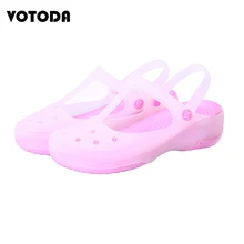 Women Garden Shoes Summer Slip On Sandals Clear Nursing Slippers Flat Mules Clogs Ladies Casual Transparent Beach Jelly Shoes slip on casual garden clogs waterproof crocus shoes women classic nursing clogs hospital women work medical sandals