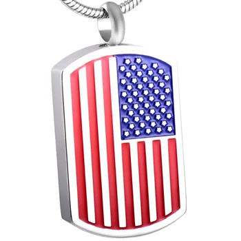 

IJD8432 Stainless Steel The American Flag Ashes Holder Urn Memorial Jewelry Unique Charm Cremation Pendant Keepsake Necklace