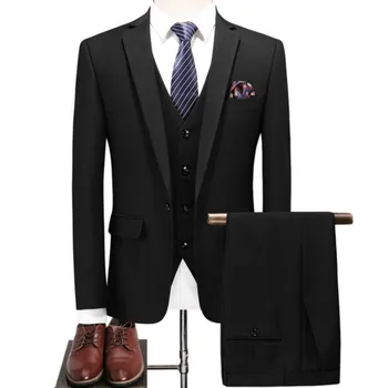 

2019 New Fashion Groom Wedding Dress Suits / Men's Casual Business 3 Piece Suit Jacket Coat Trousers/Blazers Pants Vest Sets