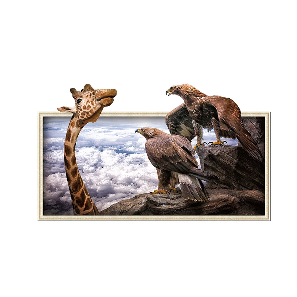 

3D Photo Frame Animal Giraffe Eagle Wall Sticker Bedroom Living Room Home Decor Art Wall Decals Supplies WXV Sale