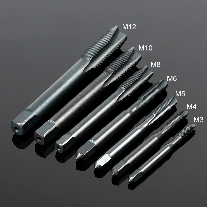 

7PCS Nitride High Speed Steel Thread Metric Plug Tap Drill Bits HSS6542 Spiral Pointed Tap Machine Hand Screw Thread Taps Set