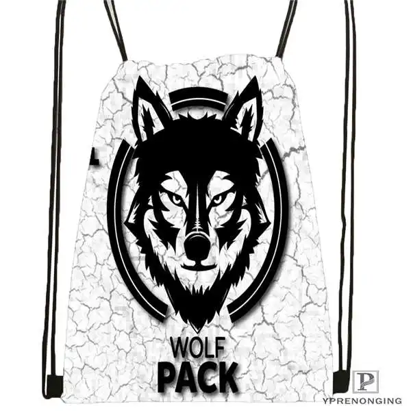 Custom wolf_moon_by_kyghost@ 02-походная сумка на шнурке милый рюкзак для детей(черная спинка) 31x40 см#180611-03-107