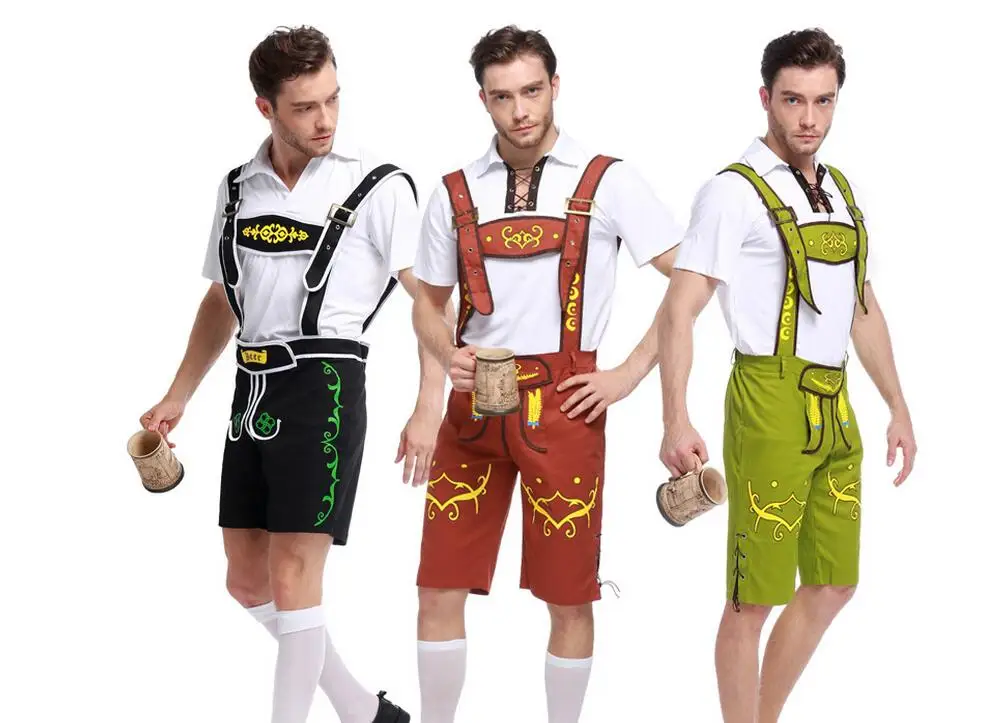 Top /& Hat Mens Fancy Dress Oktoberfest Costume Beer Festival Lederhosen Shorts