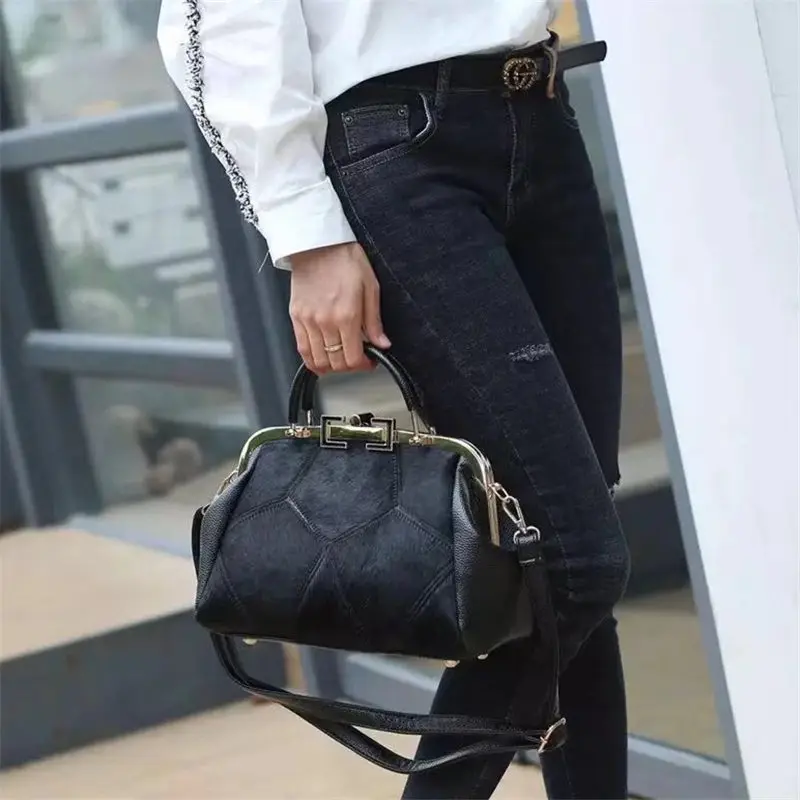 Модная брендовая кожаная меховая мягкая натуральная кожа женская сумка из двух частей женская сумка через плечо сумка-мессенджер для девочек повседневная женская сумка
