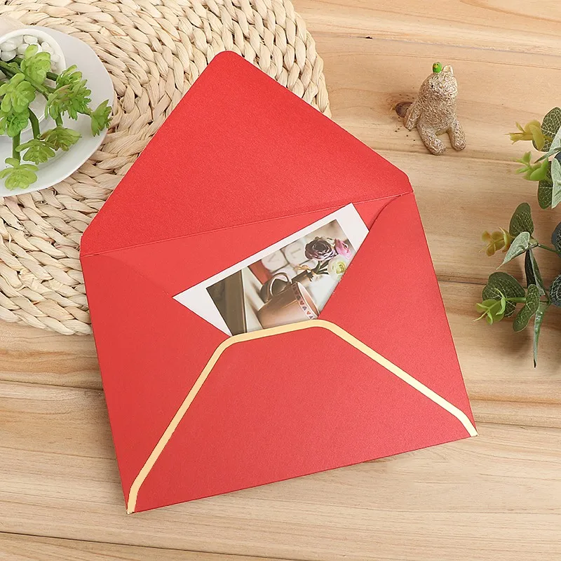  15pcs/lot 190mmx140mm 175mmx125mm Gold Stamping Envelopes 250G Pearl Paper Wedding Business Invitat - 32950992773