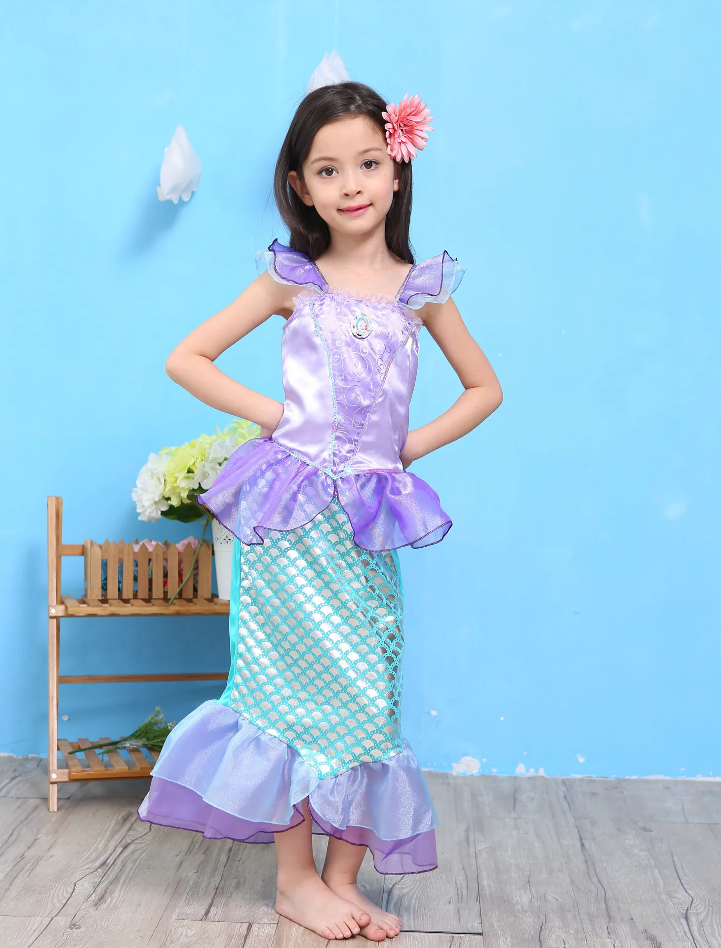 Mermaid Cute Dress Kids Dress 2017 Kids Girl Princess Dress Kids