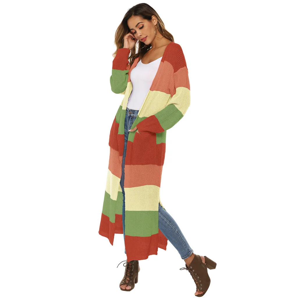 

Autumn Winter Sweater Women Long Sleeve Pockets Patchwork Open Cape Casual Coat Blouse Kimono Jacket Harajuku Cardigans Sweater