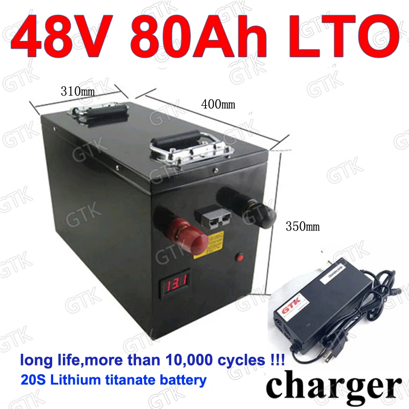 

LTO 48V 80AH Lithium titanate battery pack with BMS 2.4V LTO for 7000W box-bike Forklift Tricycle Solar system +10A charger