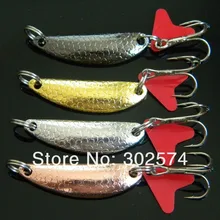 100 шт./лот металлические ложка для рыболовную приманку 4 см 6 г 6 крюк форму полумесяца под водой приманки счетчик снасти
