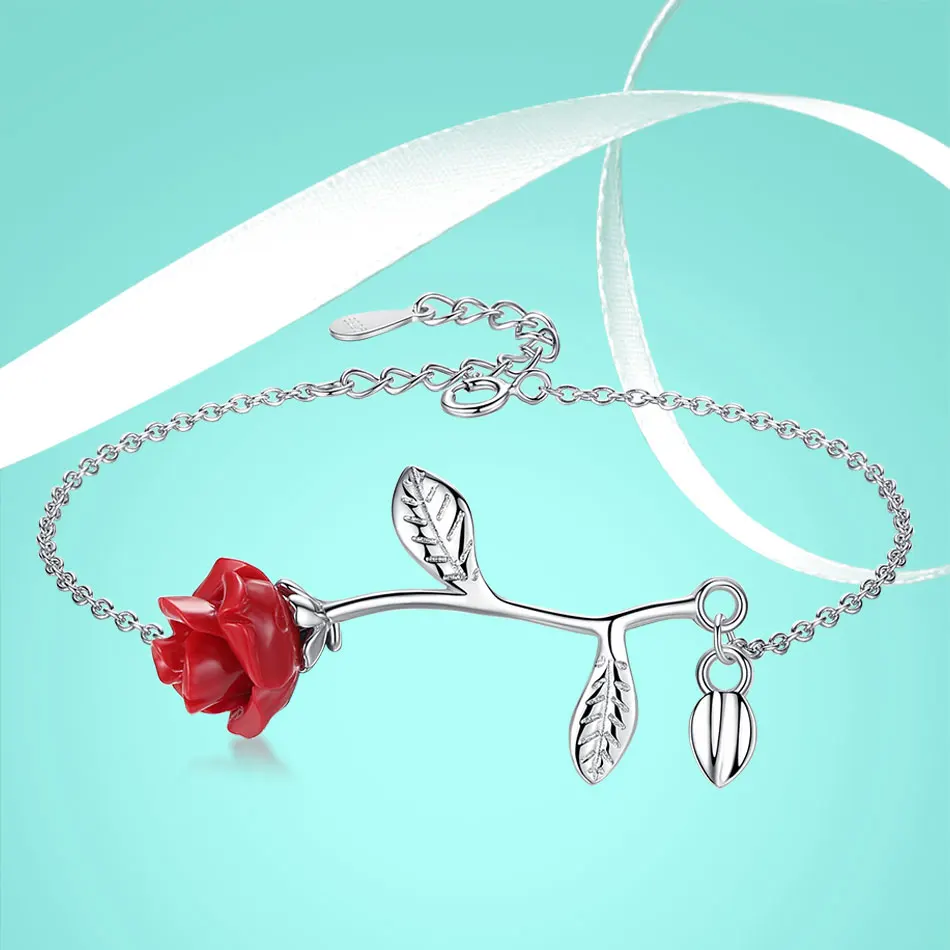 ELESHE модная подвеска в форме цветка розы браслет для женщин Девушка браслет 925 пробы серебро свадебные ювелирные изделия подарок