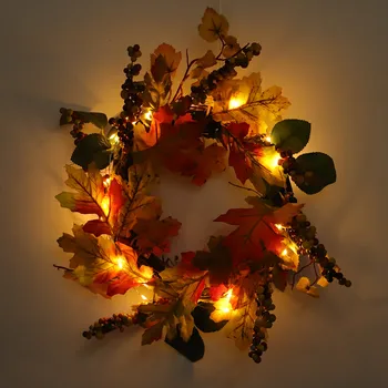 

Autumn Maple Leaf Berry Artificial Garland Front Door Wreath Xmas Home Decor Christmas Halloween Curtain For Dropshipping