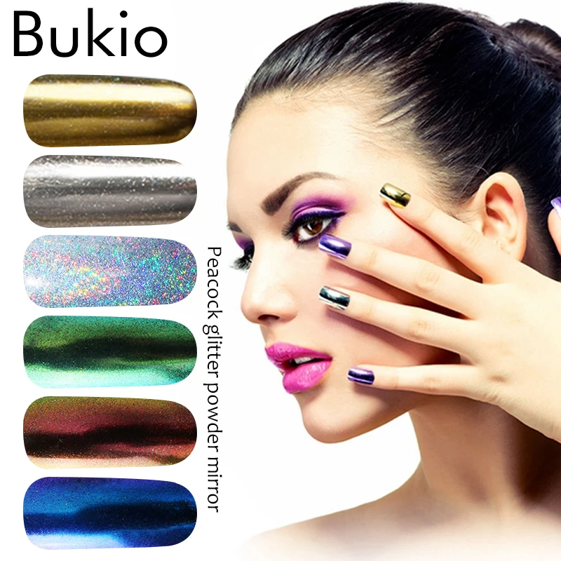 

Bukio Glitter for Nails Chrome Nail Powder Decoration Nail Art Phosphor Holographic Nail Powder Sparkles Glitter Flakes Design