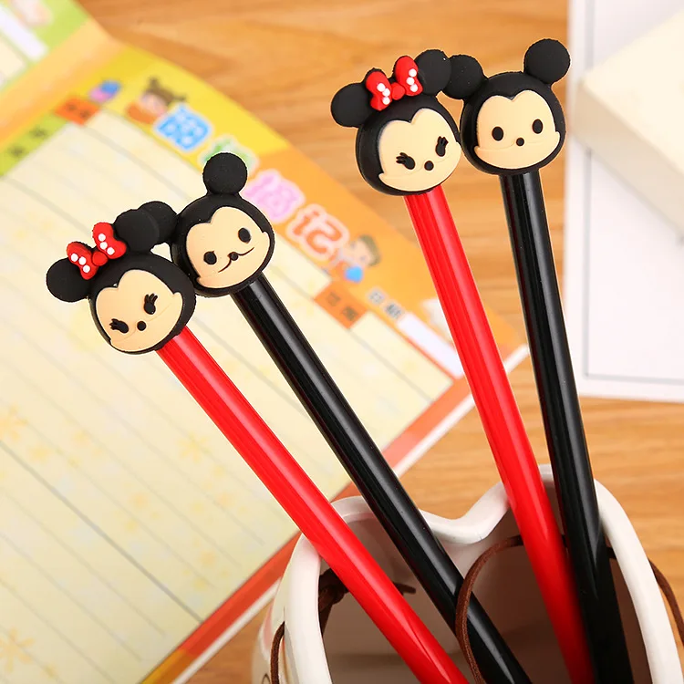 

48pcs/lot Cute Cartoon Creative 3D Animal Head Gel Pen Black Water Ink Pen Students Gift Stationery Signing Pen