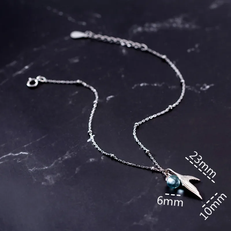 Fengxiaoling, настоящее 925 пробы, серебряный, милый, хвост русалки, Bubble, ножной браслет для женщин, милый/романтический стиль, аутентичный, серебряный ножной браслет