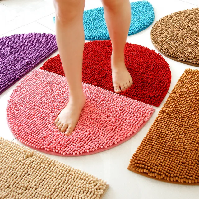 1pcs Fashion Half Round Microfiber Chenille Non Slip Floor 1pcs Fashion Half Round Microfiber Chenille Non Slip Floor Mat Bedroom Kitchen Area Rug
