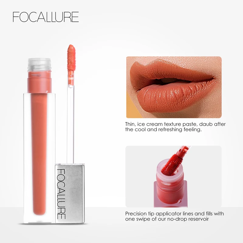 Жидкая помада focallure matte стойкая водостойкая красный пигмент тинт для губ макияж