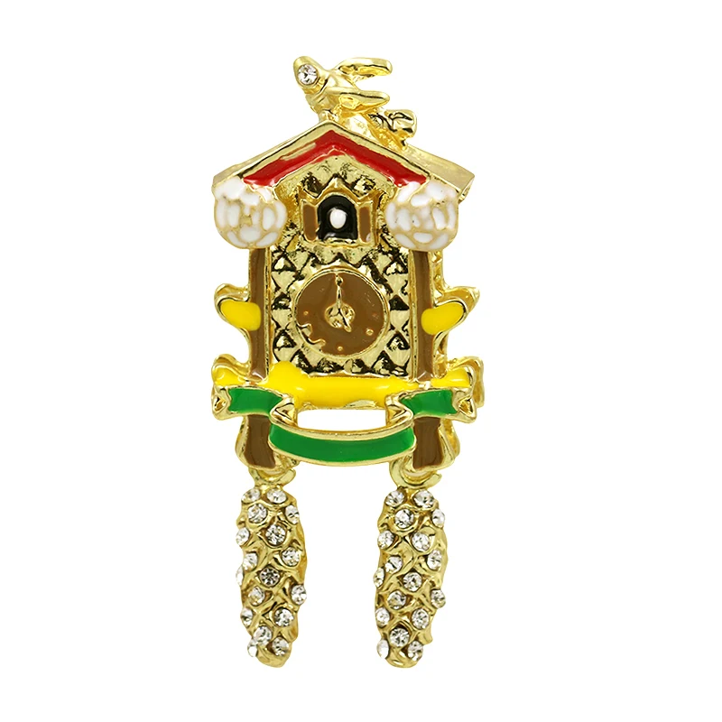 

2017 New Arrival Trendy Enamel Clear Crystal Rhinestone Big Ben Clock Brooch for Women Clothing Accessories