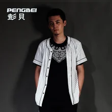 Blusas Roupas Femininas летние бейсбольные рубашки мужская полосатая рубашка с короткими рукавами хип-хоп рэп панк форма Свободная блуза-рубашка