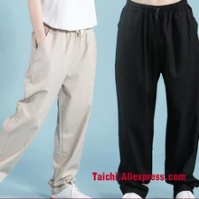 Лен тай-чи кунг-фу M Книги по искусству ial Книги по искусству Кальсоны йоги с карманом 7 цветов