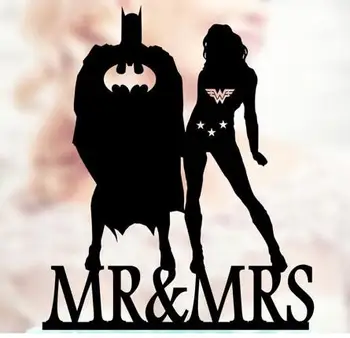

personalized Wonder Woman and Batman wedding birthday cake toppers bridal baby shower Bachelor party decorations