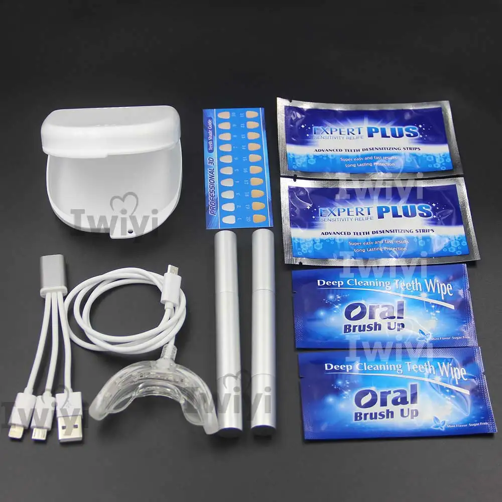 Advanced Kit 3Interface 16LED Teeth Whitening Pen Desensitize Strips Tooth Wipe Dust-Proof Box 3D White Bleach Oral Dental Care Package Includes With Box