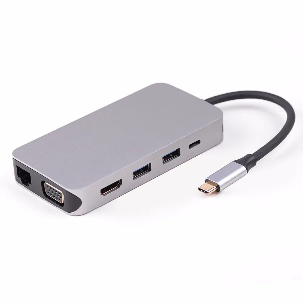 Type C to HDMI+VGA+RJ45+USBX3+Audio+C-01