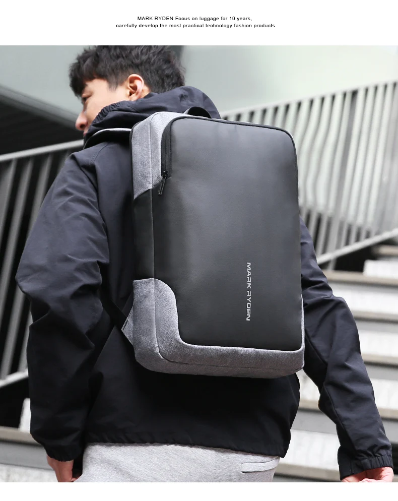 Mark Ryden мужской рюкзак бизнес Многофункциональный USB подзарядка 15 дюймов ноутбук рюкзак водостойкий рюкзак