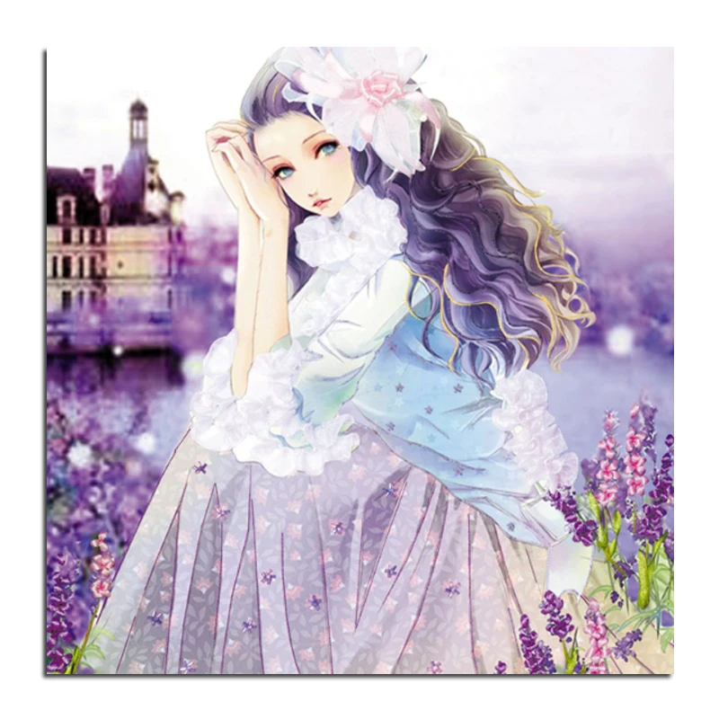 

5D DIY Diamond Paining Mosaic Diamond Embroidery Lavender girl love 50x50 Embroidered Cross Stitch Home Decoration Gift
