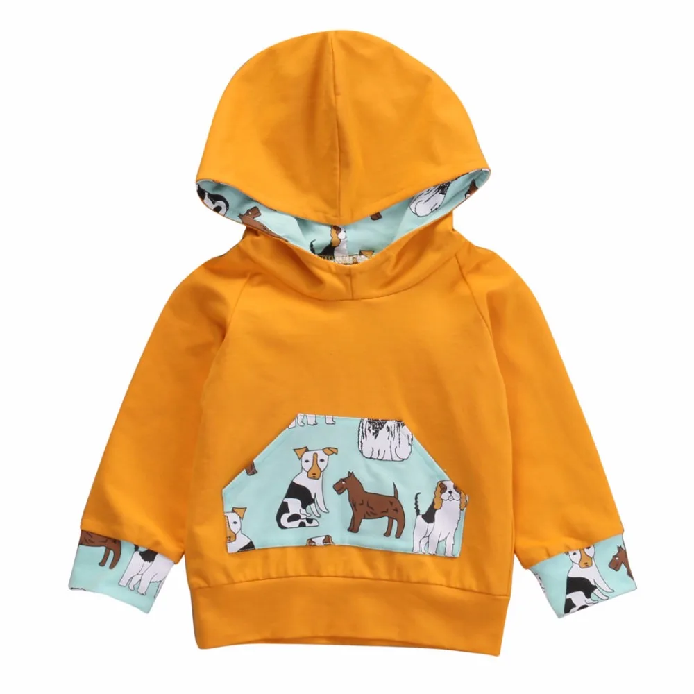 Infant Baby Kids Clothing New Fashion Sweatshirt Solid Hoodies Cartoon Print Tops Children Bebe Cotton Clothes