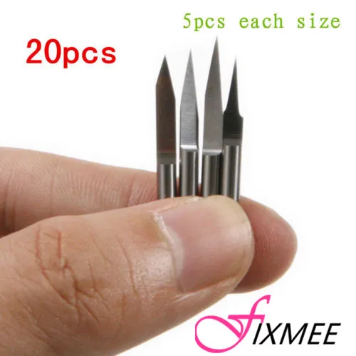 20pcs 10 15 20 30 degree 3.175mm Carbide PCB Engraving Bits CNC Router Tool 0.1mm | Инструменты