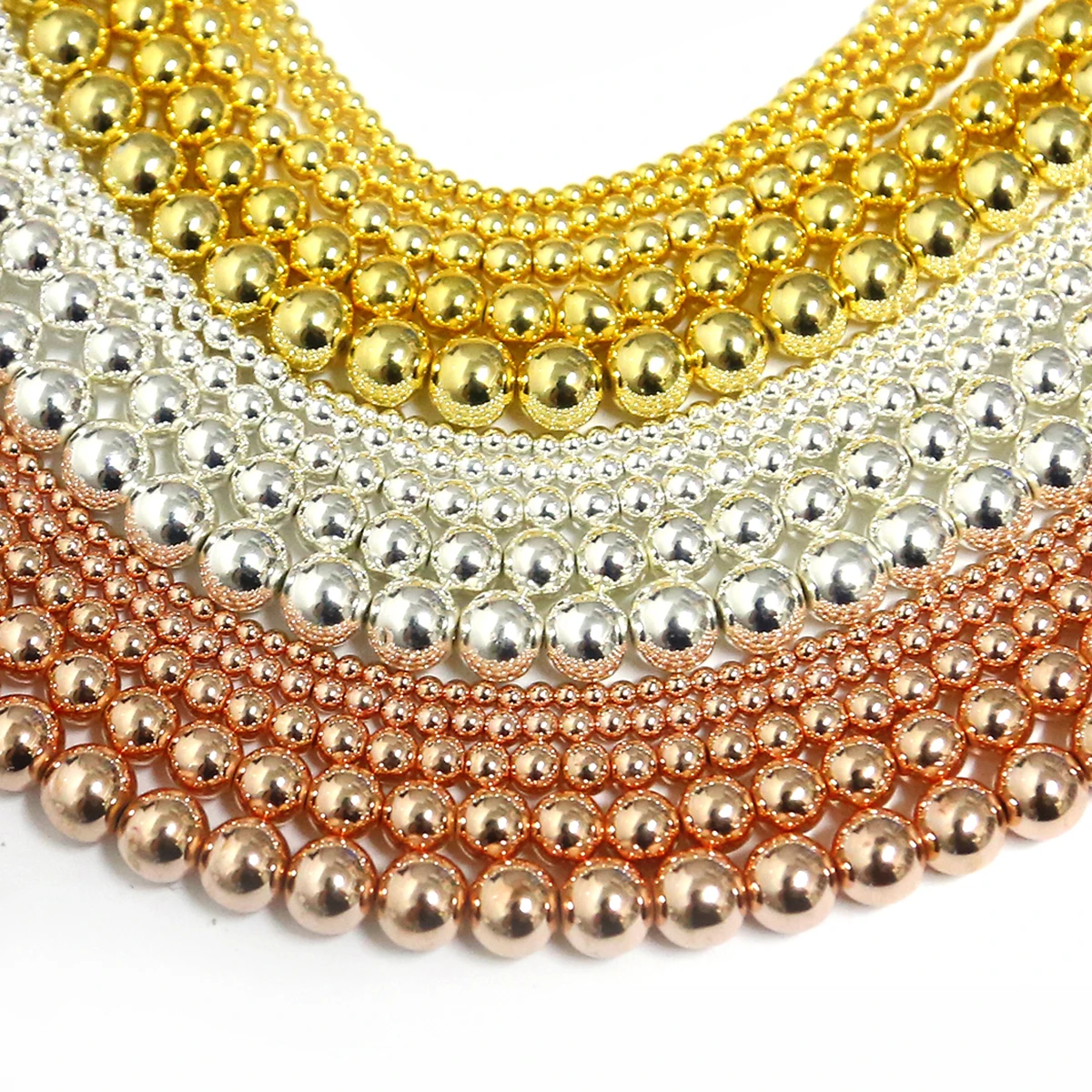 

3/4/6/8/10mm Natural Stone Beads Gold Sliver Hematite Beads Round Loose Spacer Beads For Jewelry Making DIY Bracelet Necklace