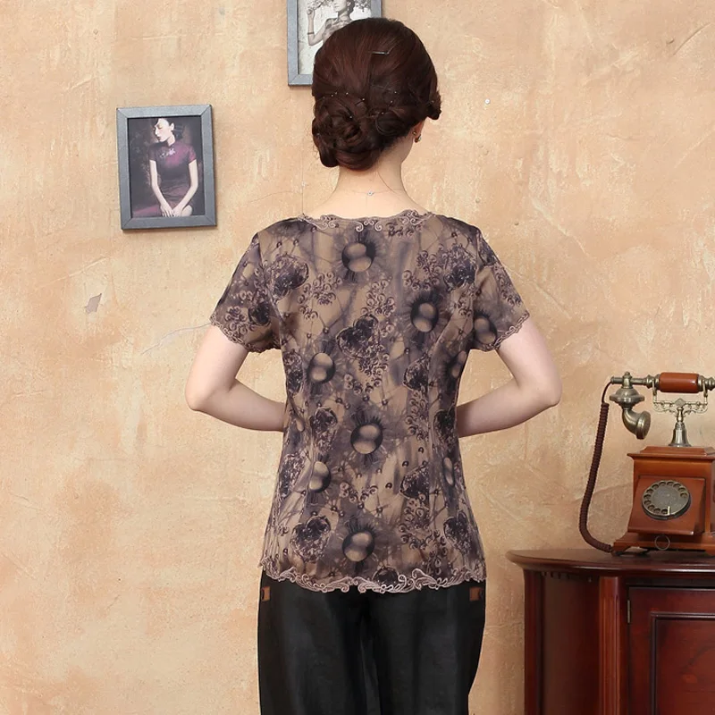 Camisa zu Bluse Mujer chinesischer neuer Oansatz Kaffeerot Wurm 100Seide weiblicher Blusa Buttercup 1 Sommer Tyrtyr2078 Hemdkragen Tops 8nPmNOy0wv