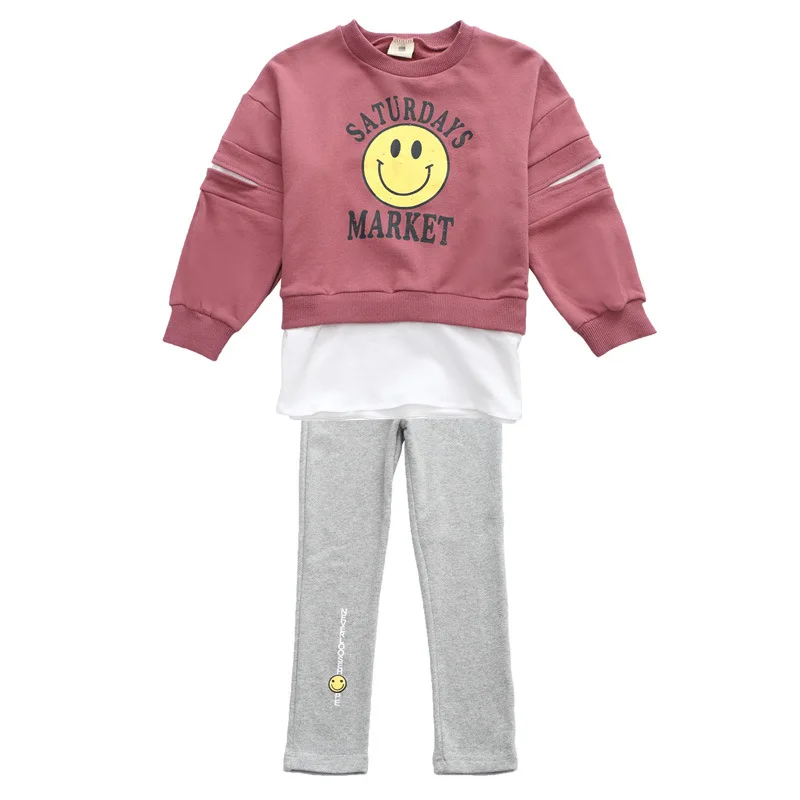 

Children clothing sets girls Casual suit 2018 autumn leisure sports wear Kids clothes Cotton Tshirt and pants sets Age for 3-14y