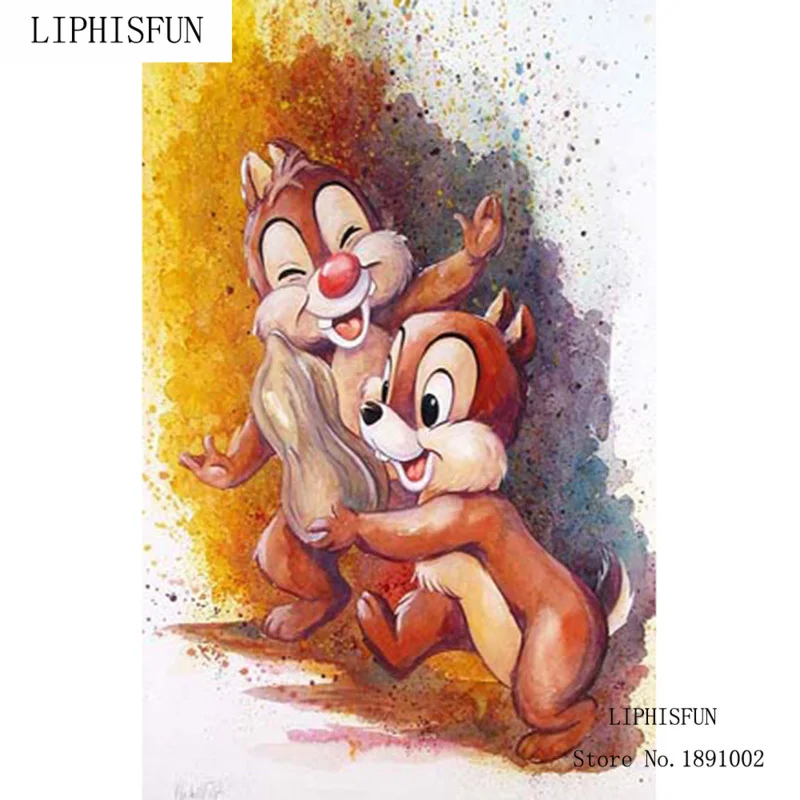 

New Full Square Diamond 5D DIY Diamond Painting "Two Squirrels" Embroidery Cross Stitch Rhinestone Mosaic Painting Decor