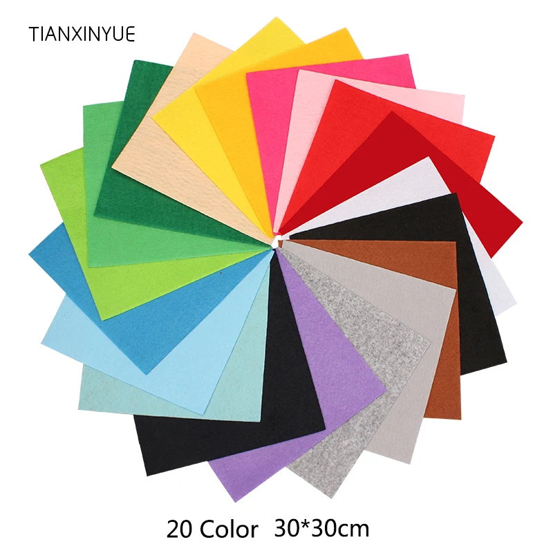 Tianxinyue Mix 20 Colors 30*30cm Polyester Felt Fabric Cloth Diy