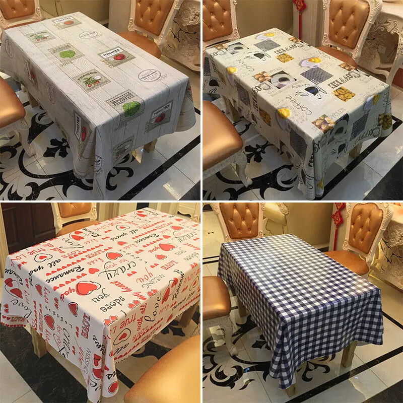 

Plastic Table Cover Cloth Wipe Clean Party Tablecloth Rectangle Covers Cloths