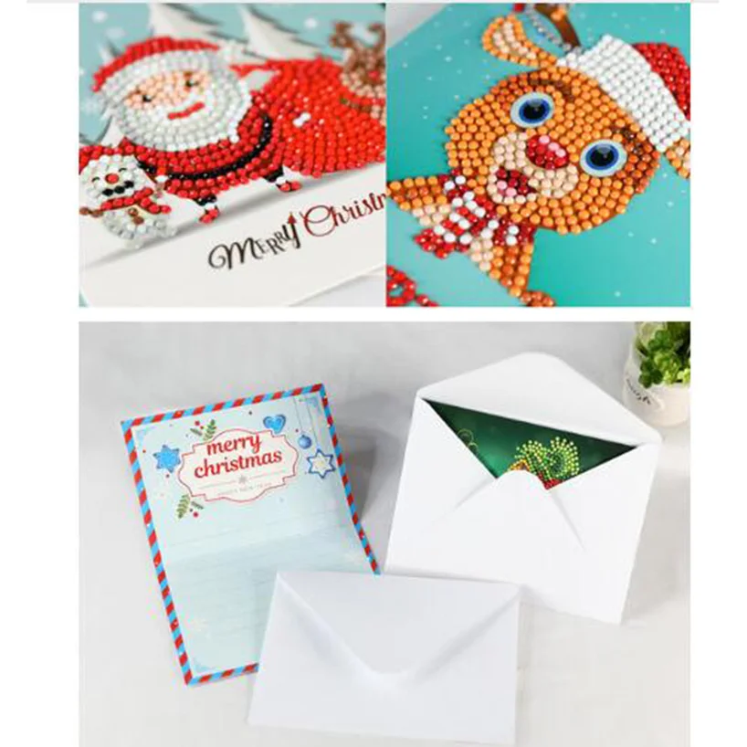 

Diamond Painting diy Cartoon Mini Santa Claus Greeting Cards cutting die Postcards For Kids Christmas Party Wedding Decoration