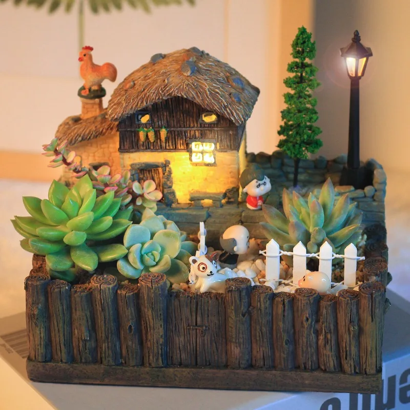 Resin-Micro-Landscape-Succulent-Plants-Vase-Cactus-Creative-Planter-Flowerpot-Bonsai-Cachepot-Orchid-Pot-Stand-European.jpg Gyanta Mikrokerület Zamatos Növények Váza Kaktusz Kreatív Ültetvényes Virágpot Bonsai Cachepot Orchidea Stand Európai Északi - Image 3