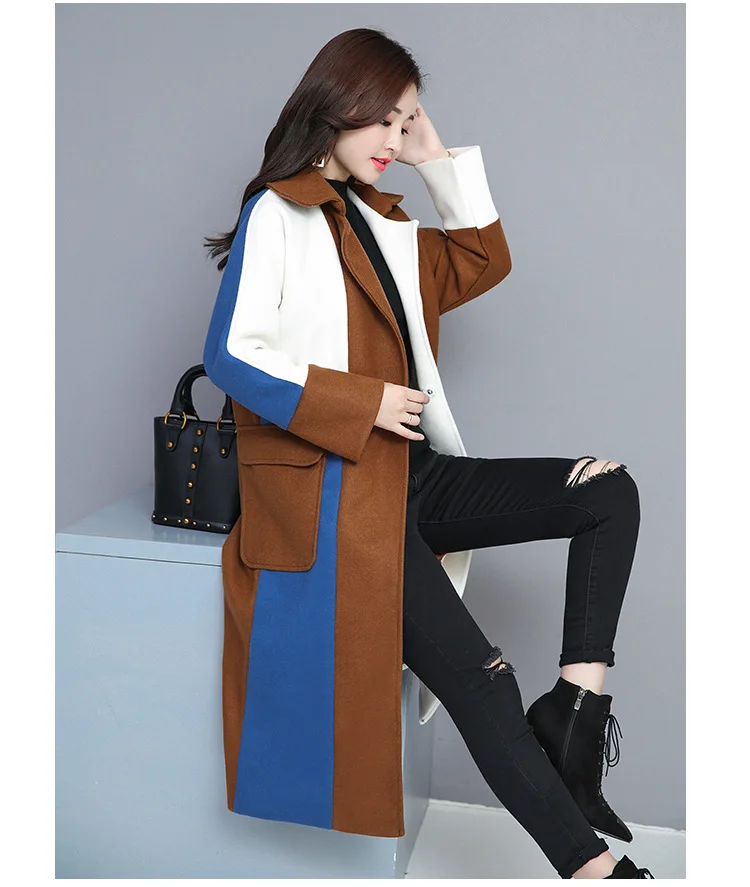 Кашемировое пальто для женщин, стильная одежда, зимние женские пальто, имитация кашемира, молодежная одежда, осенняя длинная свободная куртка B4202