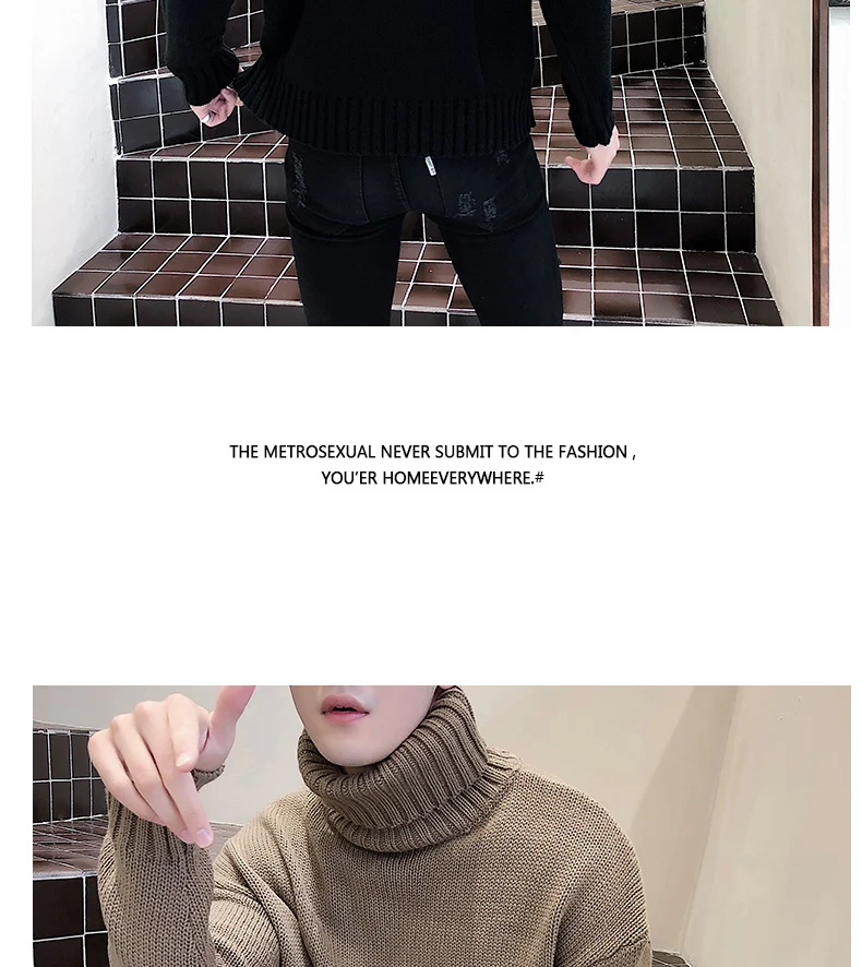 Мужские пуловеры, свитера, повседневные, свободные, водолазка, плотные, в Корейском стиле, для колледжа, мужские