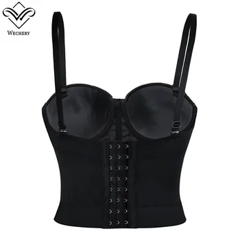 Wechery Women Leather Bra Tops Gothic Push Up Bra Corsage Sexy lingerie  Corset Hot Fashion Party Bra Club tops Wear Plus Size 3