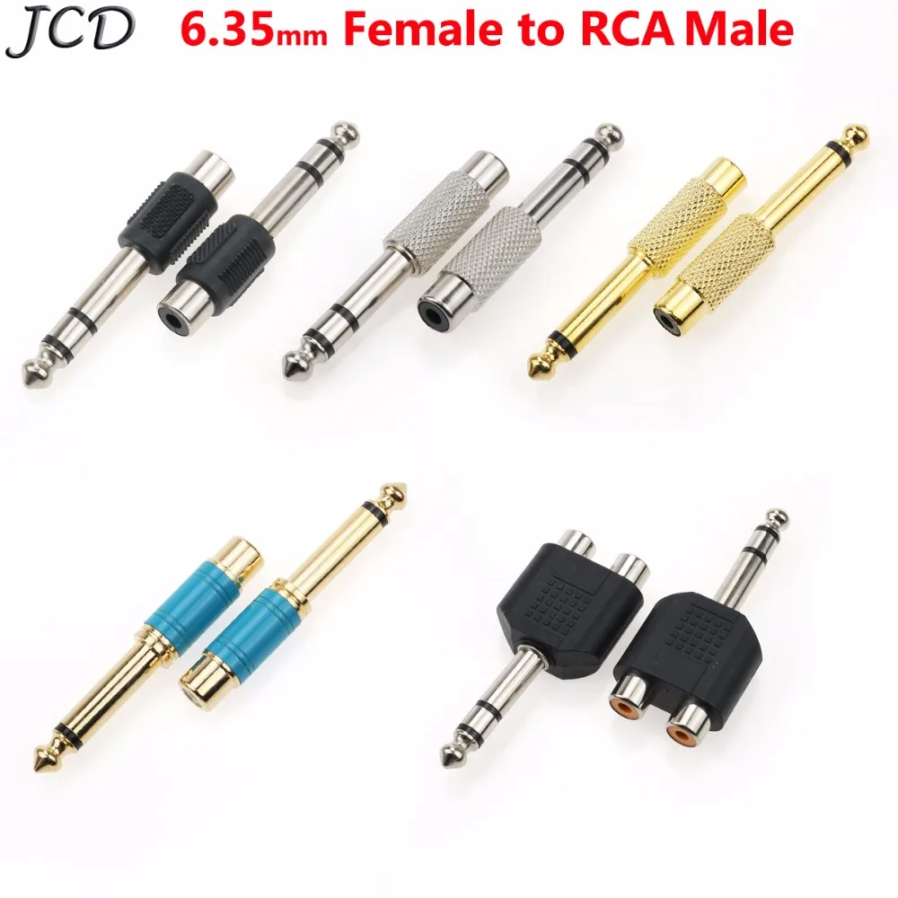 Моно штекер JCD 6 35 мм 1/4 дюйма на гнездо RCA стерео терминал адаптер для