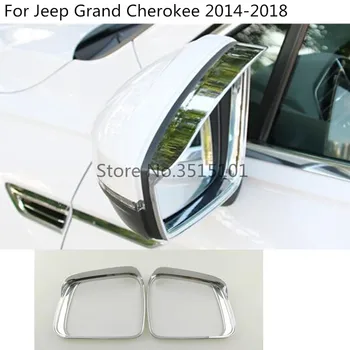 

Rear Rearview Side Glass Mirror Trim Frame Rain Shield Sun Visor Shade 2pcs For Jeep Grand Cherokee 2014 2015 2016 2017 2018