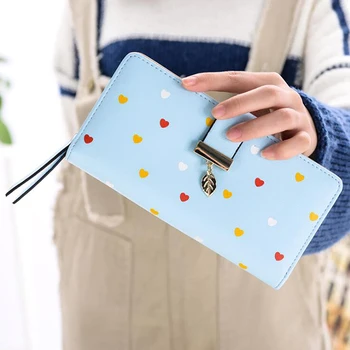 

Women Long Clutch Wallet Large Capacity Wallets Female Purse Lady Purses Card Carteras Zipper Purse Strap Money Bag